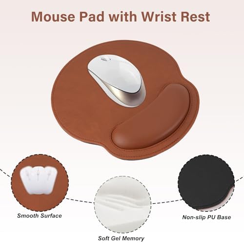 MOSISO Wrist Rest Support for Mouse Pad&Keyboard Set, Brown - Image 3