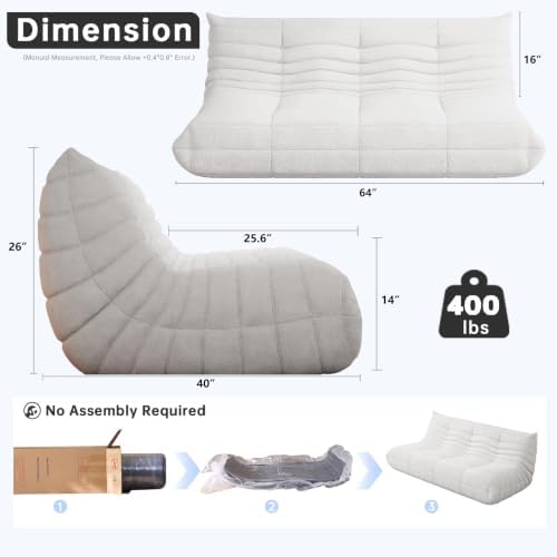 WHGBJA Oversized Bean Bag Chair for Adults with Memory Foam 3 Seater Couch | Floor Sofa Couch for Gaming, Reading, Bedroom, Living Room, Comfy, Boneless, Ergonomic - Image 2
