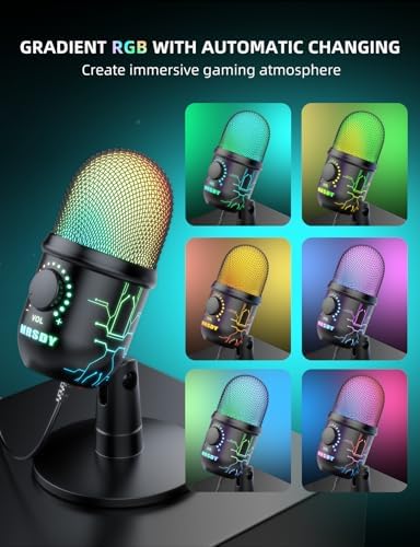 MRSDY USB Gaming Microphone for PC with Noise Reduction, Mute, Gain, RGB - Image 5