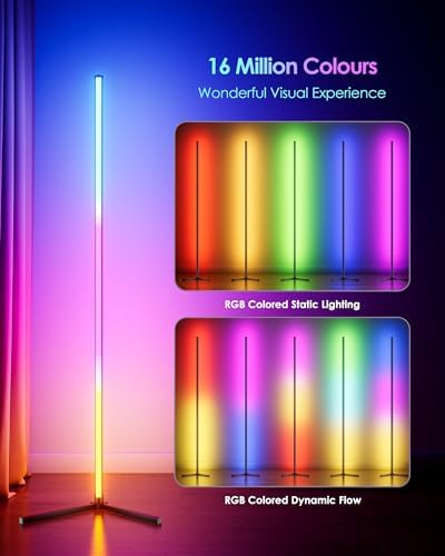 LED Corner Floor Lamp 2 Pack, 65" Tall Smart RGB Floor Lamp with APP and Remote Control, Ambient Lighting Color Changing Standing Lamps with Music Sync and Timing for Living Room, Bedroom, Gaming Room - Image 5