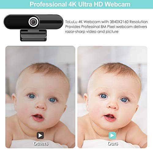ToLuLu UHD 4K Webcam with Microphone, 8MP USB Computer Web Camera w/Tripod - Image 2