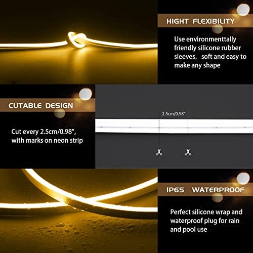 Neon LED Strip Lights 16.4FT/5M 12V DC Waterproof Flexible LED NEON Light for Indoors Outdoors Decorm (Include Adapter, Warm White) - Image 2