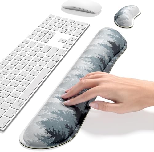 Dapesuom Enlarge Keyboard Wrist Rest, Memory Foam Wrist Cushion for Desk Mats Support, Typing Pain Relief Keyboard Mouse Pad Rests Set with Non-Slip Base for Gaming Laptop Computer, Watercolor Forest - Image 4