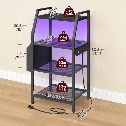 MAHANCRIS Game Console Shelf, Gaming Console Stand with Outlet & LED Lights - Image 3