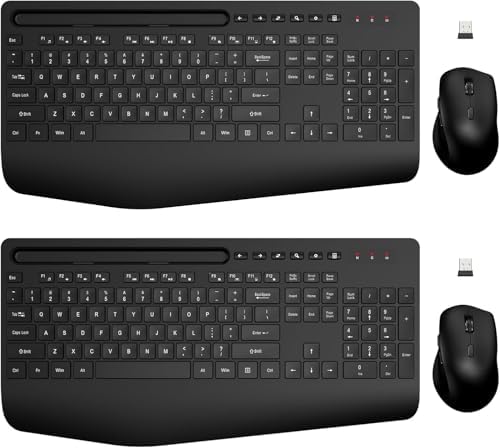 Wireless Keyboard and Mouse Combo - Full-Sized, Ergonomic Wrist Rest by Trueque