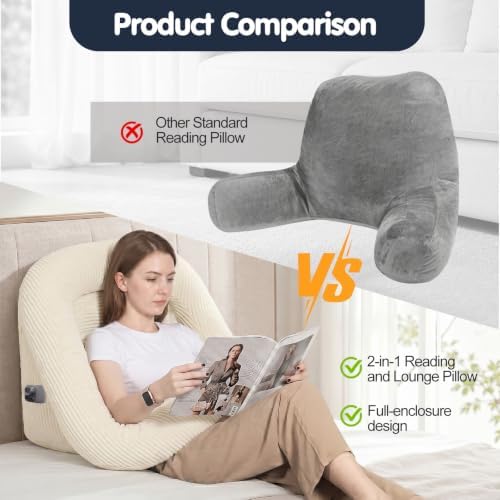 Reading Pillow for Bed Adult, 2-in-1 Back Rest Pillow for Sitting Up - Image 5