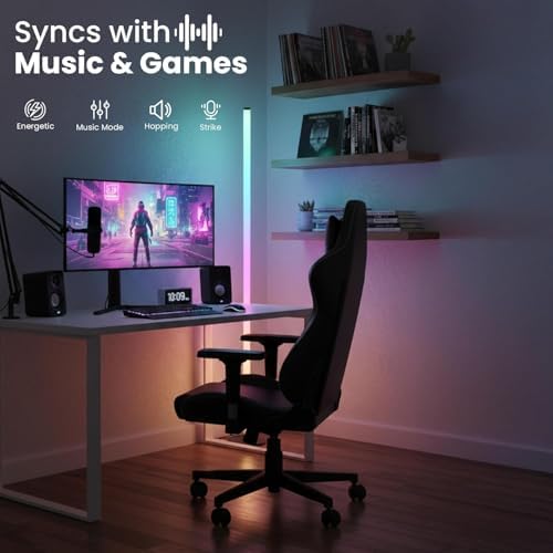 Smart Corner Floor Lamp with App & Remote Control, Music Sync LED Ambient Light,16 Million DIY Colors,1500 Lumens 80+ Scenes, Color Changing Standing Lamp for Living Room, Bedroom - Image 2