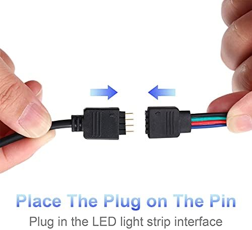 Honoson 6 Pieces 4 Pin RGB Extension Cable LED Strip Connector Cord Wire Cables Kit with 12 Pieces Pin Connector for 5050 3528 RGB LED Motorcycle Car Light Neon Strip Light(1.6、3.3 、6.6 ft,Black) - Image 5
