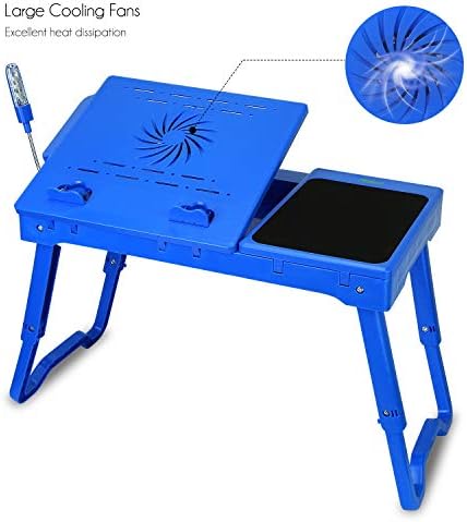 Moclever Laptop Table for Bed-Multi-Functional Laptop Bed Table Tray with Internal Cooling Fan & 2 Independent Laptop Stands-Foldable & 3 Different Height Laptop Desk-LED Lamp-4 Port USB - Image 4