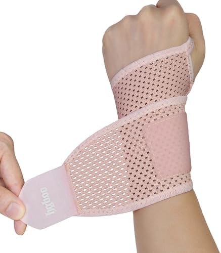 2-Pack Ultra-Thin Wrist Braces, Breathable Comfort Mesh Fabric Support for Pain Relief - Ideal for Carpal Tunnel, Tendonitis, Sports, Fitness and Daily Use - Adjustable Wrist Support (Pink) by HGBOOTECH