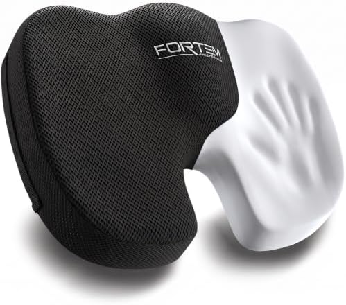 FORTEM Seat Cushion, Office Chair Cushion for Tailbone Sciatica Pain Relief | Memory Foam Pillow for Car | Ergonomic Design | Washable Cover | Non Slip | Black by FORTEM
