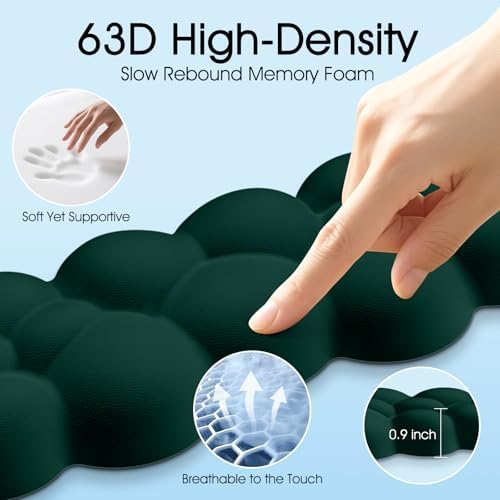 Cloud Wrist Rest Keyboard Cushion and Cloud Mouse Pad, Dark Green | 4-in-1 Ergonomic Cloud Keyboard Wrist Rest Set, Memory Foam, Arm Support for Palm, Cute Desk Accessory for PC Gaming Setup - Image 4