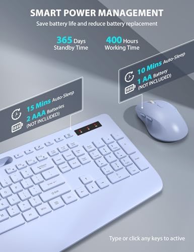 Wireless Keyboard and Mouse Combo - Full-Sized Ergonomic Keyboard with Wrist Rest, Phone Holder, Sleep Mode, Silent 2.4GHz Cordless Keyboard Mouse Combo for Laptop, Computer, PC, Mac, Windows -Trueque - Image 5