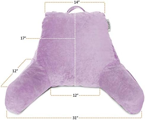 Nestl Reading Pillow with Portable Laptop Lap Desk - Shredded Memory Foam Back Support Pillow for Sitting Up in Bed and Couch Rest Pillows with Arms, Bed Tray Table with Foldable Legs, Lavender - Image 2