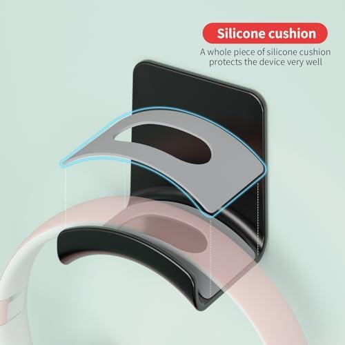 Game Headphone Stand Wall Mount Headset Hook Adhesive Headphone Hanger for Ear Headphone, Game Accessories (Wall Mount Black) - Image 4