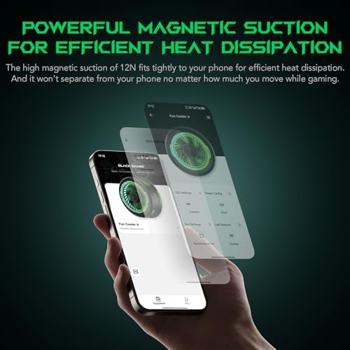 Black Shark FunCooler 6 Magnetic Cell Phone Cooler for Gaming, Portable Mobile Phone Cooling Fan with RGB Light, App-Controlled Cellphone Radiator for iPhone Magnetic Series/iPad (Black) - Image 6