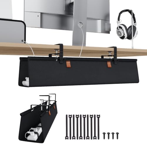KEEGH No Drill Under Desk Cable Organizer, 30 inch Cord Management by KEEGH