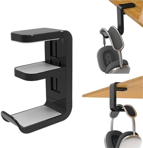 Desk Hook 4/8pcs 360° Rotating Under-Desk Headphone Stand - No-Punch Hanger(Black,4pcs) - Image 4