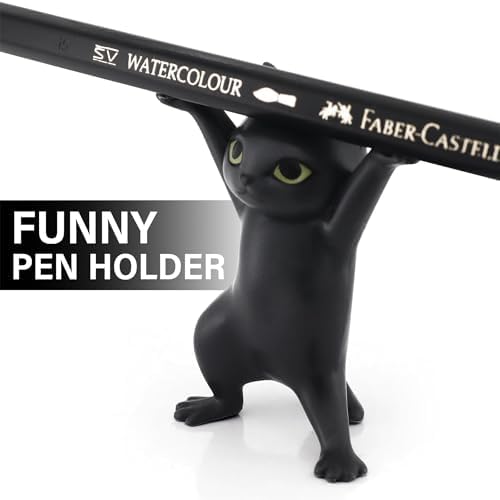 ATHAND Cute Stuff Home Decor Fun Kitty Decoration for Desk Shelf Magnetic Dance Cat Airpod Holder Headphone Earbuds Holder for Apple AirPods 1& 2 3 Pro, Unique Birthday Bday Gifts Ideas (Black) - Image 5
