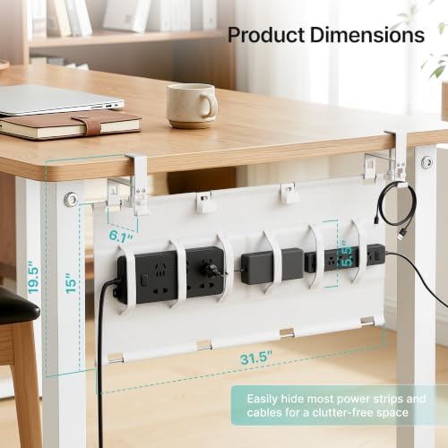 PEGZONE No Drill Under Desk Cable Management Tray, 31.5" Fabric Organizer - Image 2