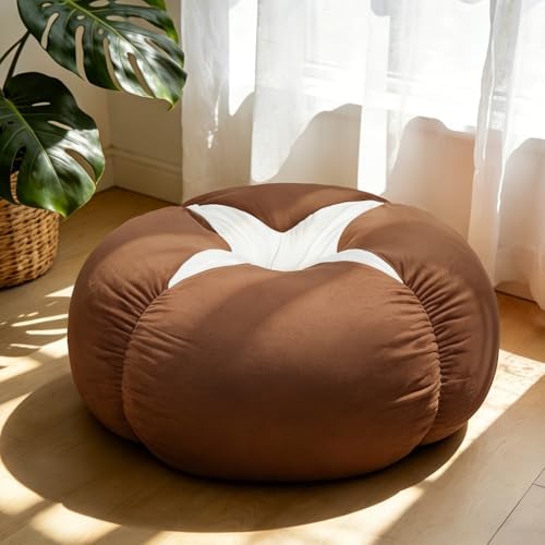 60cm/23.6" Extra Large Shiitake Mushroom Floor Cushion Pillow | Soft plush floor cushion for reading, gaming, meditation and relaxing. Adds playful comfort to any room. by LANPU+