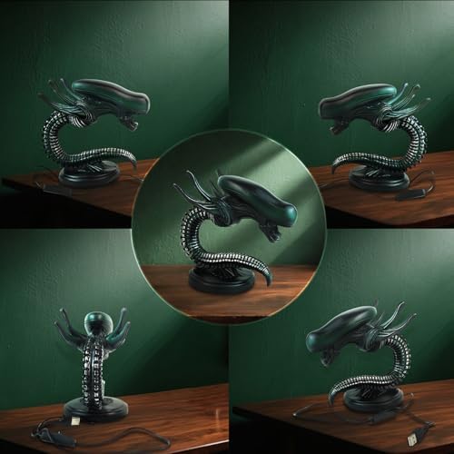 7" Alien Xenomorph Desk Lamp, Handmade Resin Sci-Fi Monster Night Light, USB Powered Ambient Table Lamp for Gaming Desk, Bedroom & Home Decor, Unique Gift for Fans(B) - Image 2