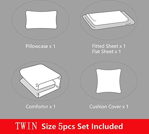 ROWADALO 5 Pieces Gamer Bedding Set for Boys Gaming Comforter Twin Size, Game Controller Comforter for Teen 3D Gamepad Microfiber 5 Piece Bed in A Bag Kids Bedding Sets with Sheets,DJT H5030 Twin - Image 5