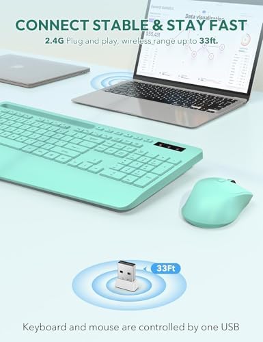 SABLUTE Wireless Keyboard and Mouse Combo, 2.4GHz, Ergonomic Wrist Rest - Image 4