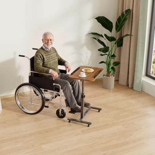 Furist Laptop Lap Desk, Mobile Adjustable Overbed Bedside Table with Wheels, Portable Standing Bed Desk, Rolling lapdesk Lap desks for Adults with Casters& Mouse Pad - Image 5