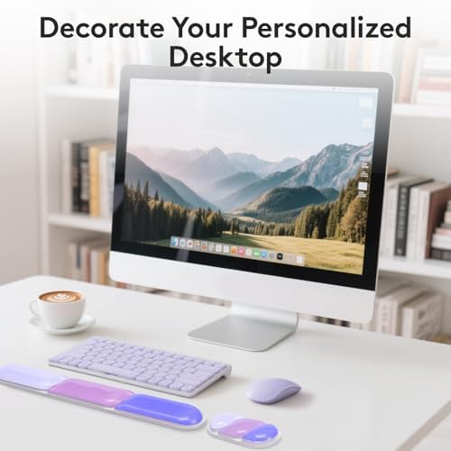 Gel Keyboard Wrist Rest Pad Set, Ergonomic Keyboard Mouse Wrist Support for Typing Pain Relief, Upgrade Wrist Rest Support Pad, Purple Color Block - Image 7