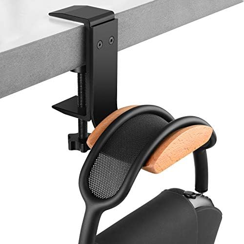Linkidea Headphone Stand Hanger Compatible with Apple AirPods Max, Wooden Headset Holder Clamp Mount, Under Desk Headphone Hook Rack for Gaming Headphones, Office Desk & Table (Beech) by Linkidea