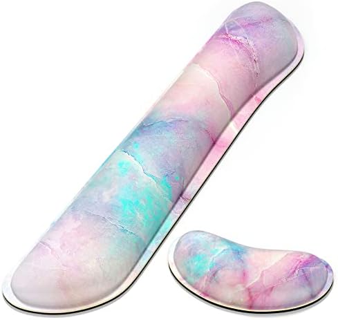 Dapesuom Enlarge Keyboard Wrist Rest, Memory Foam Wrist Cushion for Desk Mats Support, Pain Relief Keyboard Mouse Pad Rests Set with Non-Slip Base for Gaming Laptop Office Computer, Colorful Marble by Unknown