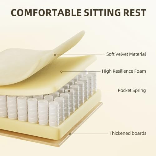 Ferghana Velvet Fabric Gaming Chair, High Back Ergonomic Gamer Chair for Adult, Comfortable Video Game Chair with Footrest and Massage Lumbar Cushion, Racing Reclining Office Computer Desk Chair Beige - Image 6