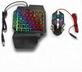 One Hand RGB Gaming Keyboard and Mouse Combo, Half Hand Gaming Keyboard Set, 4 in 1 Mobile Gaming Keyboard Set with Mouse Converter, Adjustable Phone Stand for PC by Zunate