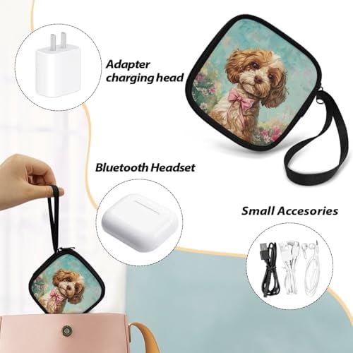 Cute Teddy Dog Portable Wireless Headphone Case, Earphone Storage Bag Carrying Case, Earbud Holder with Handle Gifts for Girls Boys - Image 6