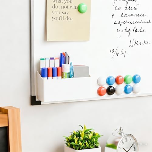 Yieach 2 Pack Magnetic Marker Holder for Whiteboard with Magnet and Adhesive - Non Slip Acrylic Magnetic Pen Cup and Dry Erase Marker Holder for Expo,Refrigerator,Locker and Classroom Organizer,White - Image 3