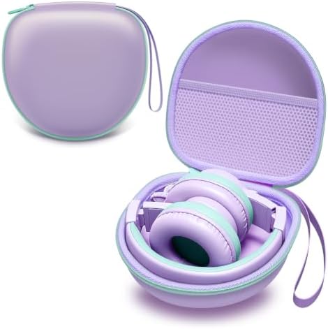 Kids Headphones Case for Folding Headphone, Purple+Green Edge(Case Only) by LTGEM
