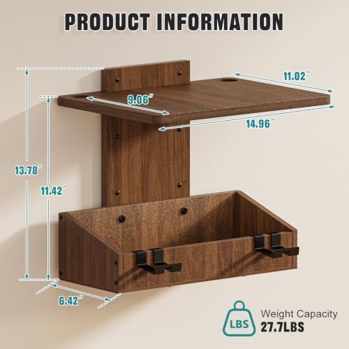 2-Tier Floating TV Wall Shelf With Video Game Storage, Controller Holder - Image 2