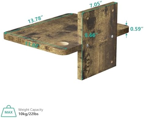 WALI Floating TV Shelf, 1 Tier Projector Shelf for DVD Player, Routers, Game Console, Cable Boxes, Living Room Decor Accessories, Wall Mount Shelves Holds Up to 22lbs(CS201NC), 1-Shelf, Vintage Brown - Image 2
