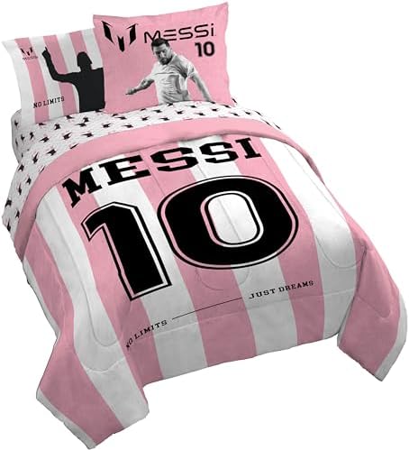 Jay Franco Messi Queen Comforter Set 7 Piece Soft Kids Sports Bedding, Pink by JayFranco