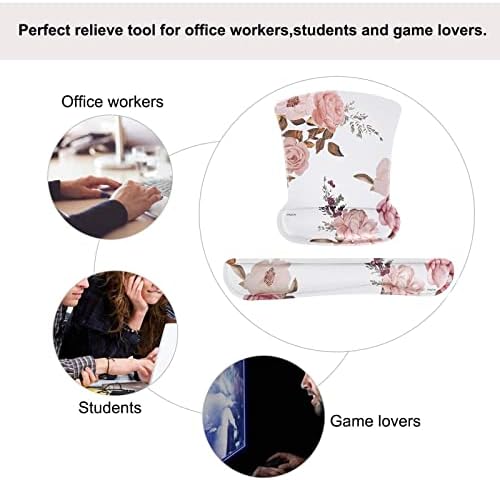 MOSISO Peony Wrist Rest Support for Mouse Pad & Keyboard Set, White - Image 6