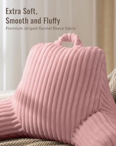 Blissful Diary Reading Pillow for Sitting in Bed, Flannel Back Pillow Bed Sitting Up for Adult & Children, Backrest Cushion for Sit Up in Couch or Floor, Dorm Essentials, Plush Pink - Image 2