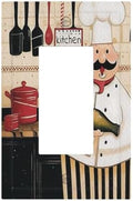 Decorative Outlet Covers Cartoon Fat Happy Chef Cook 1 Gang Rocker Light Switch Covers Single Gfci Wall Plate Electrical Receptacle Switchplate Plug Faceplate for Farmhouse Kitchen Decor by JOOJIAO