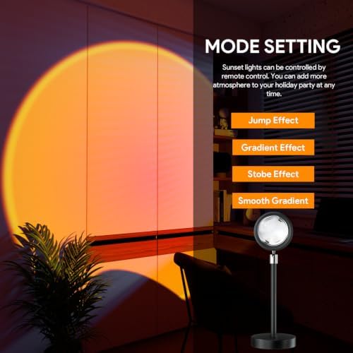 Bavcieu Sunset Lamp Projection Led Lights with Remote,APP Multicolor Night Light 360° Rotation Rainbow Lights 4 Modes Setting for Photography/Selfie/Party/Home/Living Bedroom Decor, Gifts for Women - Image 6