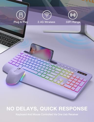 SABLUTE Wireless Keyboard and Mouse Combo, 9 Backlit Effects, RGB, 2.4GHz - Image 7