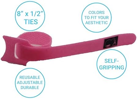 CableLock Cable Ties - 50 Pack - 8 Inch Reusable Cord Organizers - Clean Cable Management for Gaming and Home Office (Pink) - Image 2