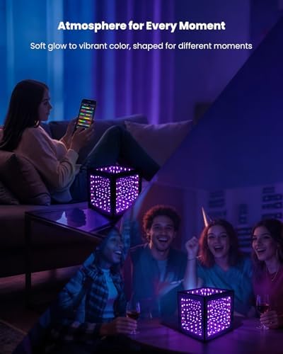Nobiggie Infinity Mirror Cube Light, Hypercube RGB Lighting, Black, 4.4 in - Image 3
