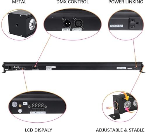 Led Stage Lights Bar,72W 24LEDs RGB Dj Strobe Party Lights Bar 3 in 1 Wall Washer Light Indoor with DMX Control AutoPlay Sound Activated Color Changing for Church Christmas Wedding Dance (4) - Image 4
