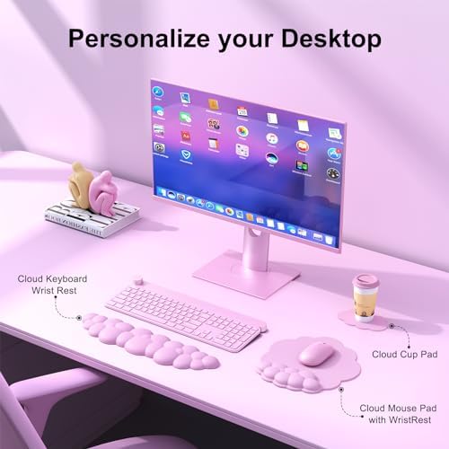 MOKURU Cloud Mouse Pad with Wrist Rest, Cloud Keyboard Wrist Rest, Mouse Pad Wrist Support, Ergonomic Keyboard Mouse Wrist Support (Pink) - Image 2