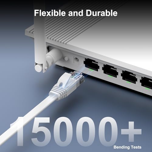 CableGeeker Cat 6 Flat Ethernet Cable 75ft, 10Gbps, White - Image 6